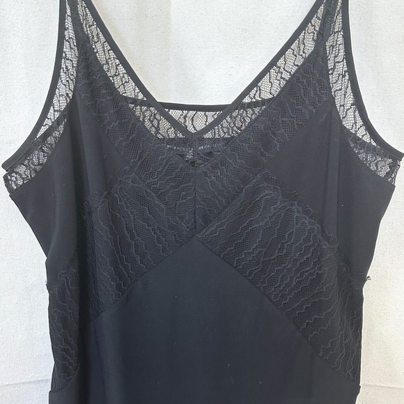 White House Black Market Tops - 90s Y2K WHBM Whimsigoth Babydoll Black Lace Camisole Tank Top Sz M Coquette